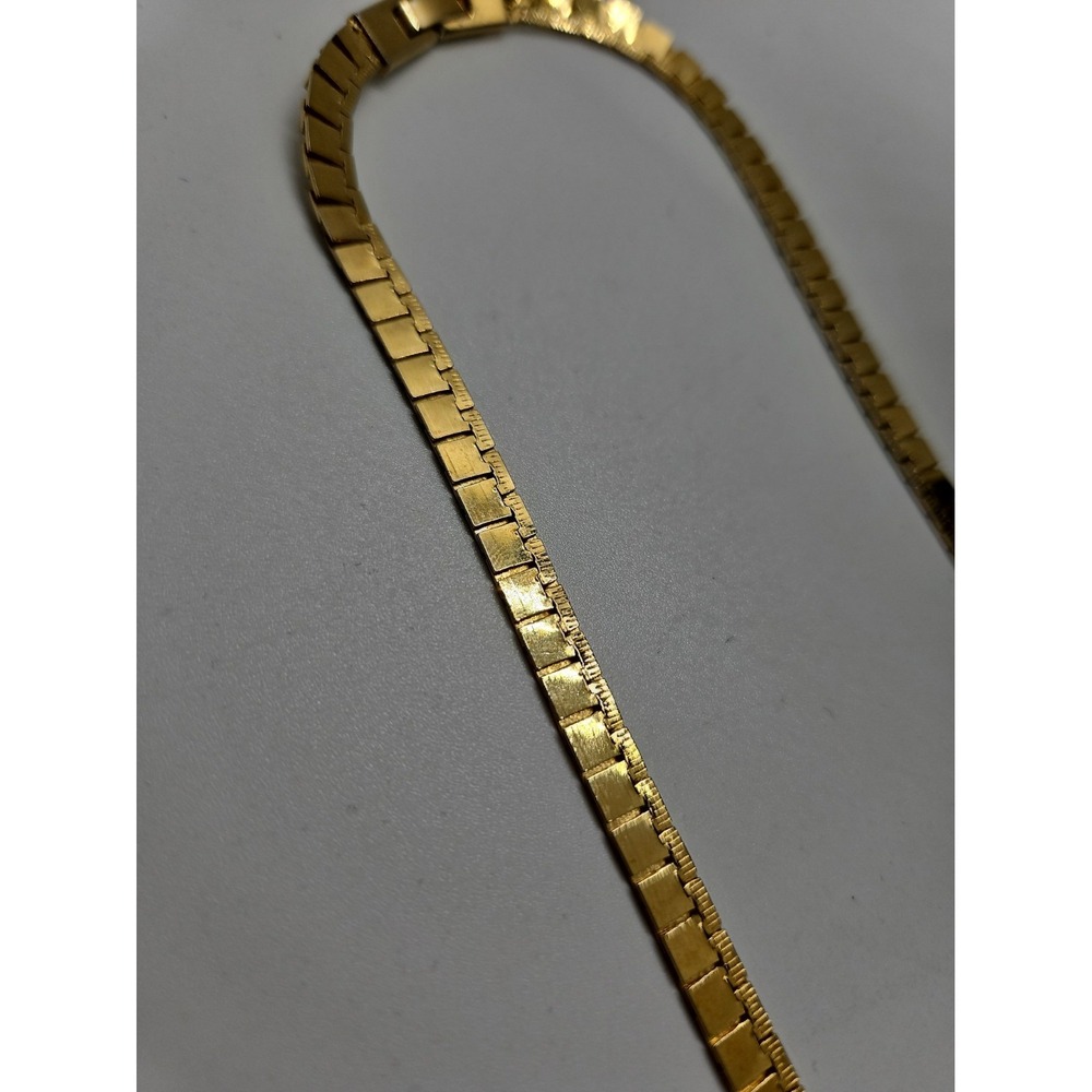 Vintage Korea Marked Square Chain Link Gold Tone Necklace 24"